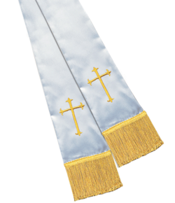 White Satin Pulpit Clergy Stole with Cross
