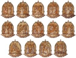 Hand Carved Olive Wood Stations of the Cross | Stations of the Cross for Church Wall