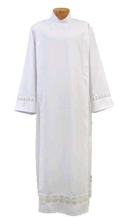 Wool Blend Clergy Alb with Embroidered Crosses  | Shop Clergy Albs for Sale | Deacon Albs | Albs for Catholic Priests
