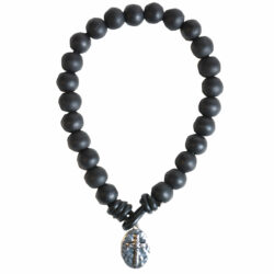 Faith Gear Black Bead With Cross Mens Bracelet