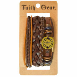 Faith Gear Gold Crown Cross Mens Bracelet Set