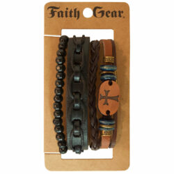 Faith Gear Copper Cross Mens Bracelet Set