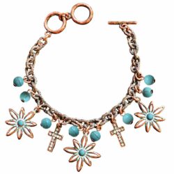 Faith Gear Flower Cross Copper Womens Bracelet