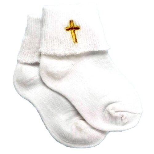 089945361568 Baptism Socks With Cross Embroidery