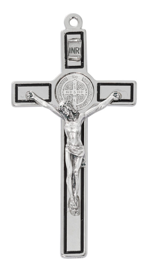 4.75" ALL SILVER ST. BENEDICT CROSS BOXED
