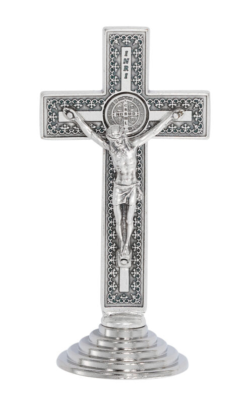 3.5" SILV OX STAN ST. BENEDICT STANDING CRUCIFIX