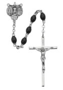 Black Glass Oval Rosary Boxed