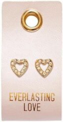 195002072411 Everlasting Love Hearts Studs On Reusable Leather Luggage Tag (Earring)