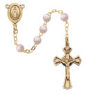 Gold plate Pink GLASS ROSARY