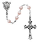 Pink Glass Youth Rosary Boxed