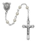 Pearl like Glass Youth Rosary Boxed