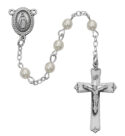Pearl like Glass Youth Rosary Boxed