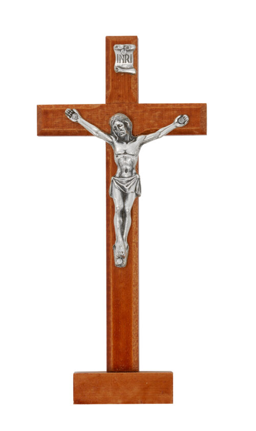 5.5" WOOD STANDING CRUCIFIX BAGGED