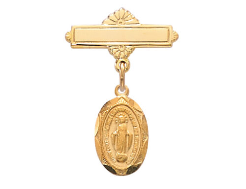 Gold on Sterling Miraculous Baby Pin Boxed