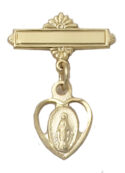 Gold on Sterling Miraculous Baby Pin Boxed