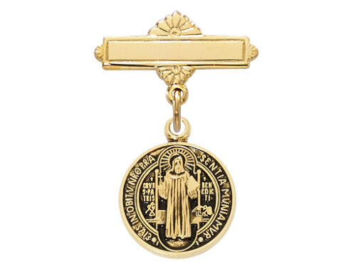 GOLD/SS ST. BENEDICT BABY PIN DELUXE BOX