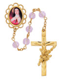 Rose Crystal St Therese Rosary Boxed