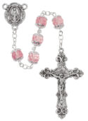 Rose Glass Capped Rosary Boxed
