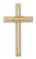 8in. Oak with Overlay Wedding Cross Boxed