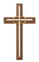 6 1/2in. Walnut with Overlay Wedding Cross Boxed