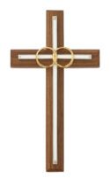 6 1/2in. Walnut with Overlay Wedding Cross Boxed