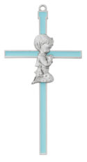 6in  Blue Boy Wall Cross Boxed