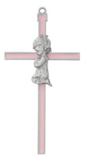 6in  Pink Girl Wall Cross Boxed