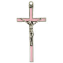 5" Pink enamel crucifix boxed