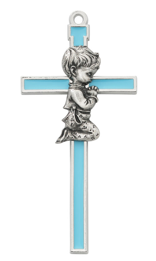 5" Blue childrens wall cross boxed