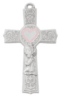 6in. Pewter Baby Girl Cross Boxed