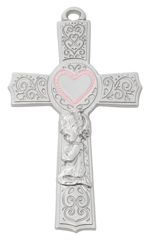 6in. Pewter Baby Girl Cross Boxed