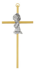 6" gold two-tone Girl cross boxed