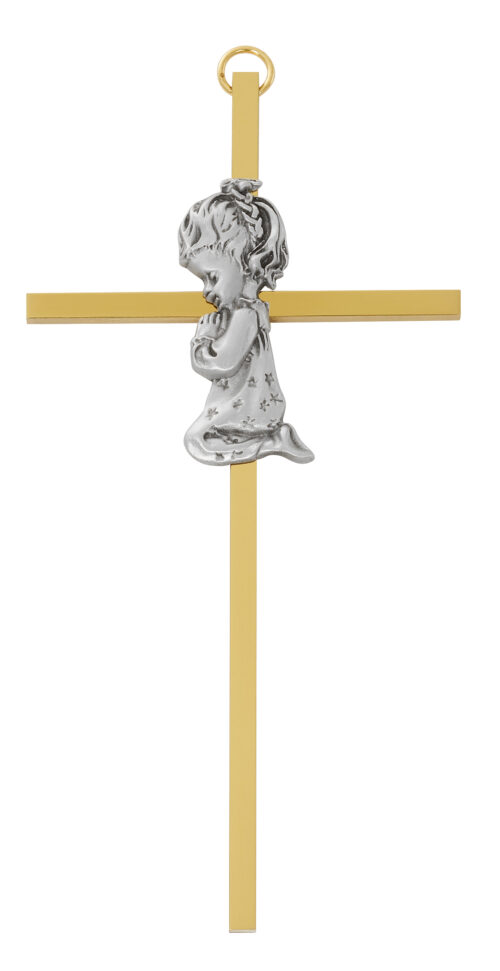 6" gold two-tone Girl cross boxed