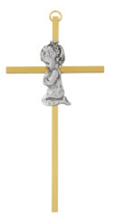 6" gold two-tone Girl cross boxed