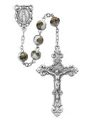 White Cloisonné Rosary Boxed