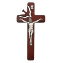 8in Cherry Stain Holy Sprit Crucifix Boxed