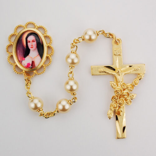 St Therese Pearl like  Rosary Boxed