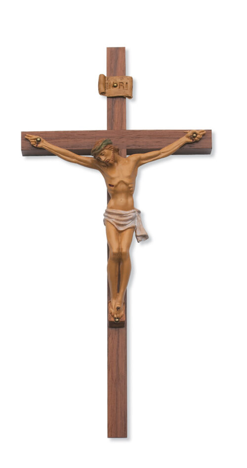 24 in. Walnut Stain Crucifix Boxed