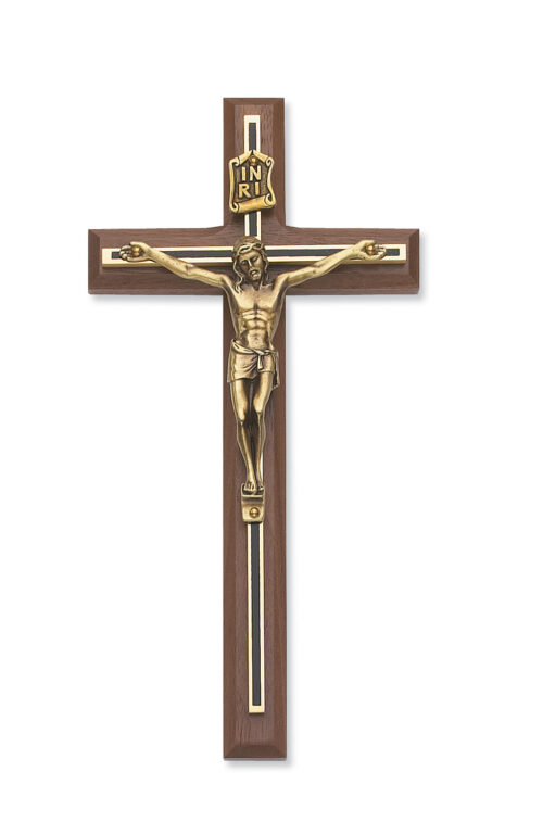 8 in. Walnut Stain Crucifix Boxed