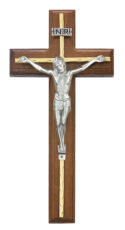 10 in. Walnut Stain Crucifix Boxed