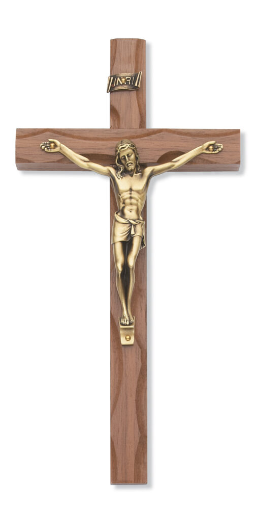 10 in. Walnut Stain Crucifix Boxed