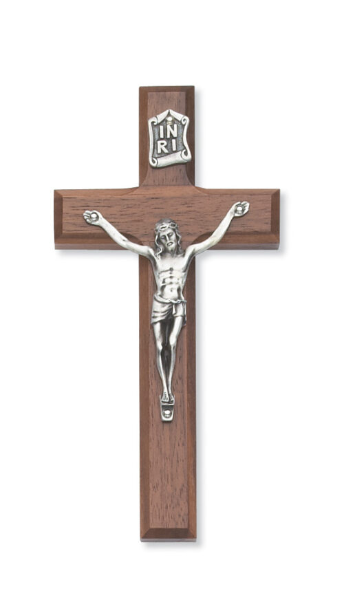 6 in. Walnut Stain Crucifix Boxed