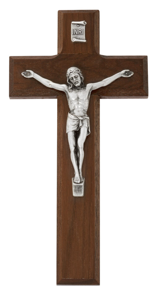 8 in. Walnut Stain Crucifix Boxed