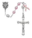 Pink Pearl like  Cancer Rosary Boxed