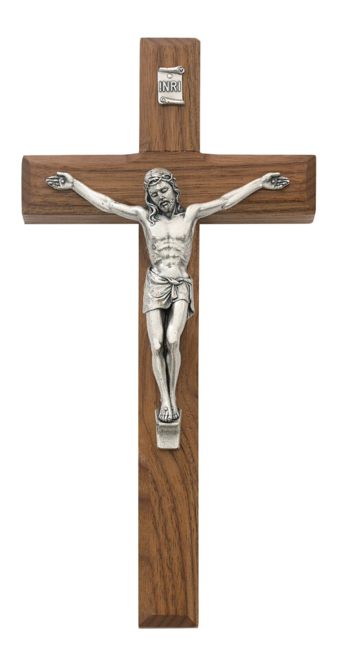 8 in. Beveled Walnut Crucifix Boxed