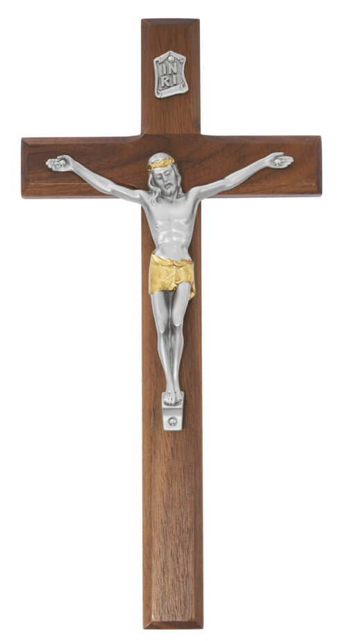 10 in. Walnut Crucifix Boxed