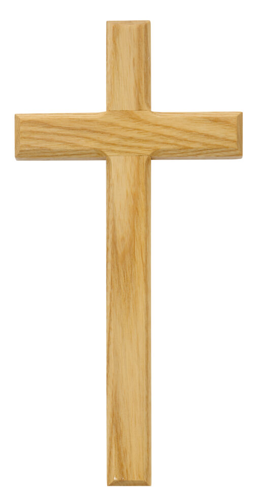 10" beveled oak cross boxed