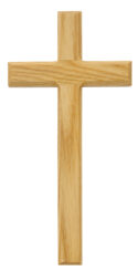 10" beveled oak cross boxed
