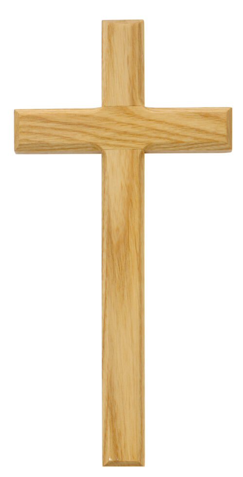 10" beveled oak cross boxed