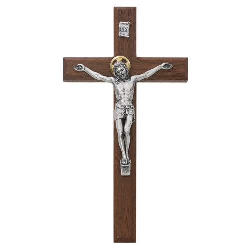 8 in. Walnut Crucifix Boxed